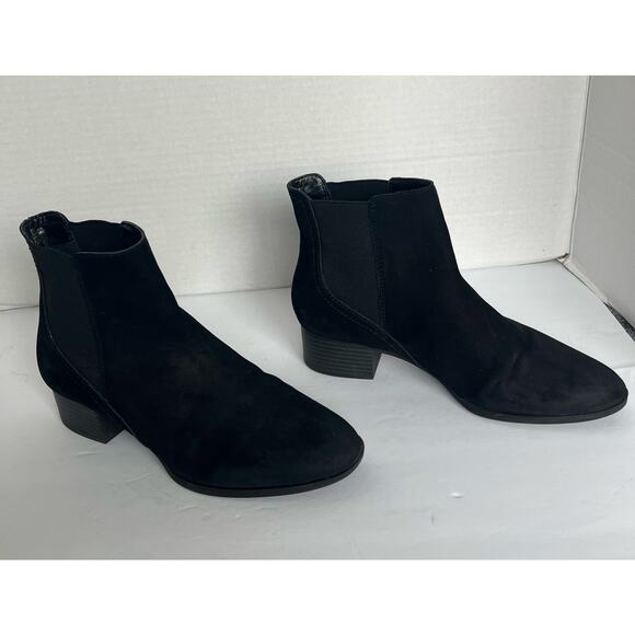 Alex Marie Black Suede Leather Chelsea Pull On Stretch Band Sides Ankle Boots 8M - Picture 2 of 10